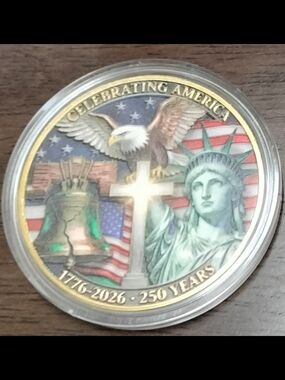 Collectible 1776-2026 Commemorative Coin - Patriotic Multi-Color